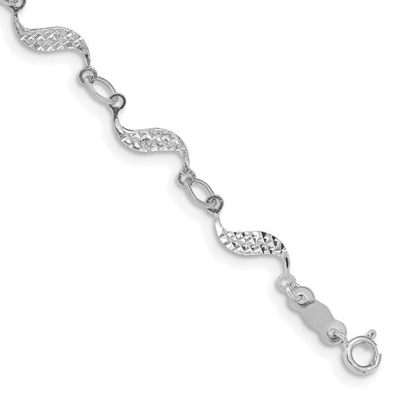 14k White Gold Diamond-cut Bracelet